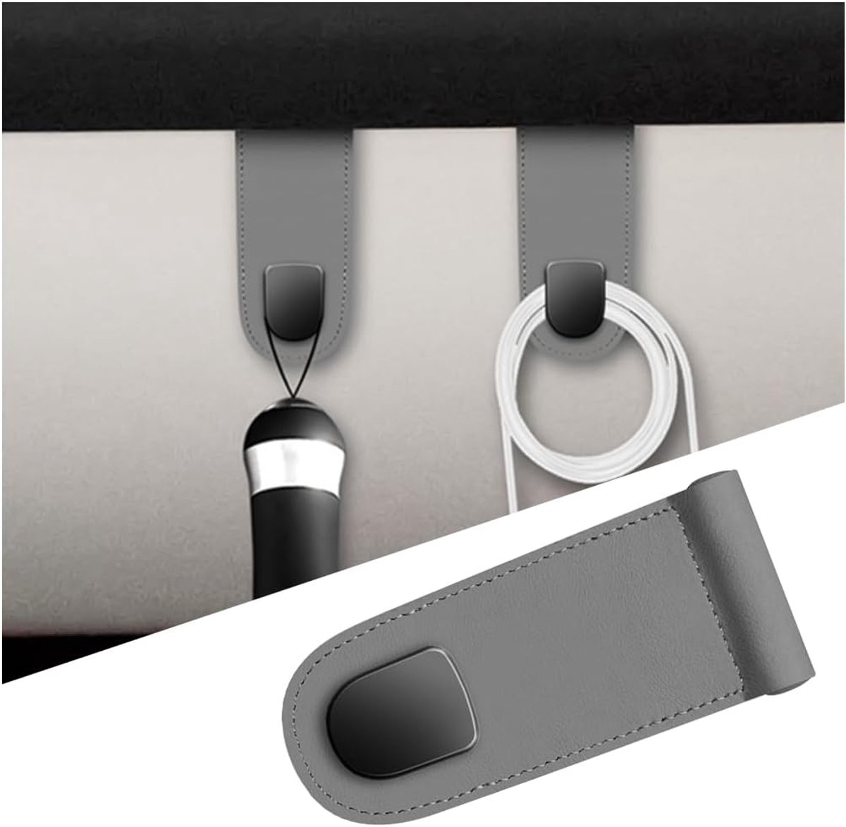Autohaak, handtashaak voor autohandschoenendoos-haken, opbergdoos, haken, box handschoenen-auto, haken voor handschoenenbox auto (enkele haak grijs)