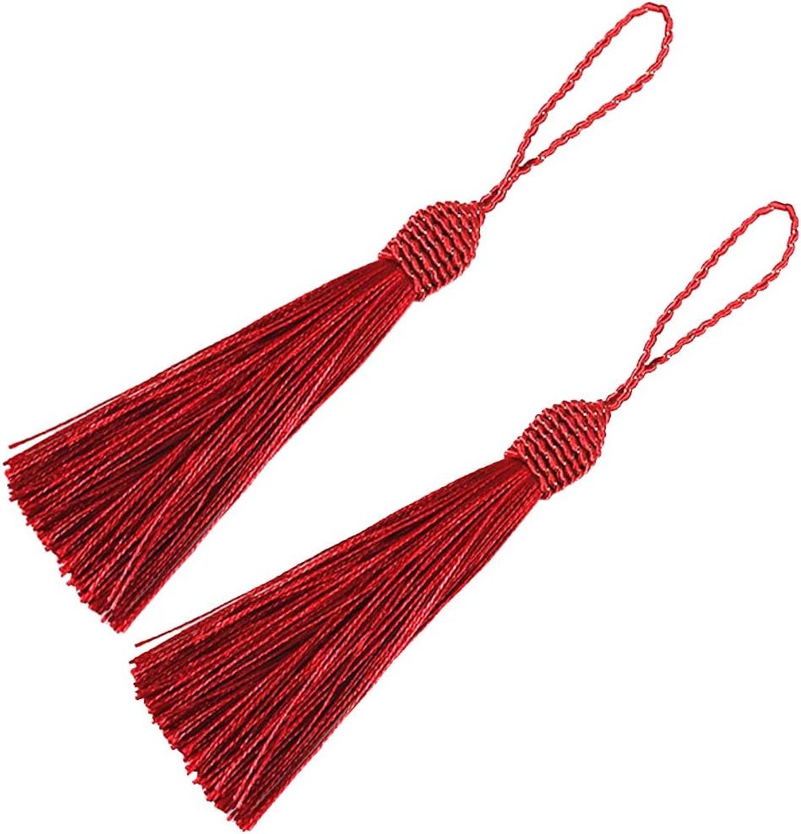 20 stks 15,5 cm/6 inch Zijdeachtige Floss Kwasten met 2-inch Koordlus en Kleine Chinese Knoop voor het Maken van Sieraden, Souvenirs, Bladwijzers, DIY Ambacht Accessoire(Wijn rood)