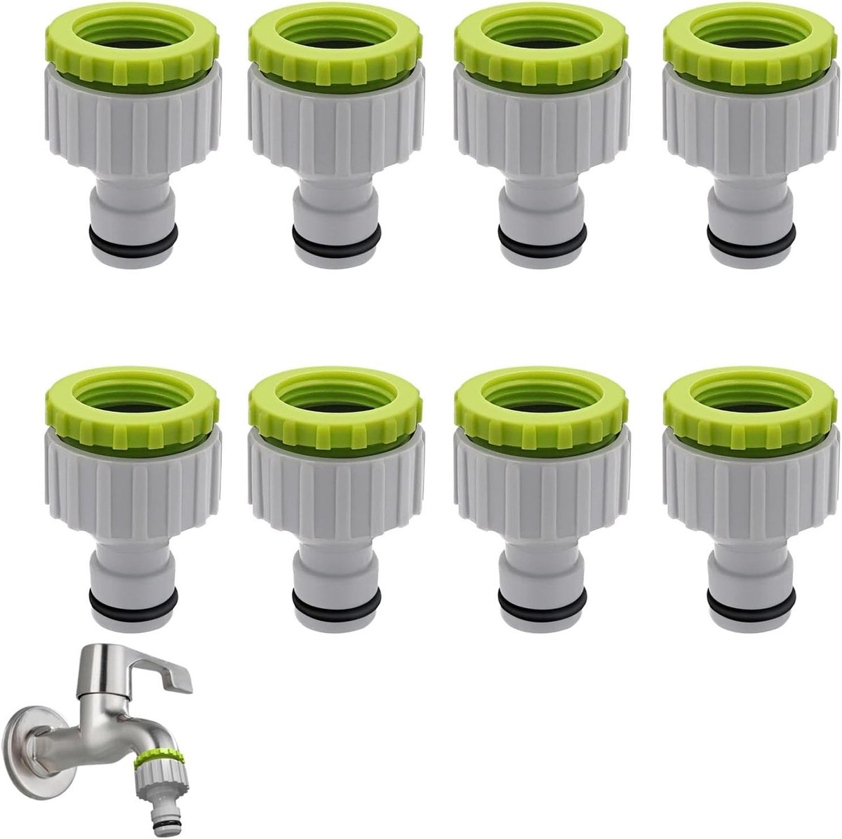 Slangaansluiting, kunststof, 1/2 inch, 3/4 inch, 2-in-1 kunststof slangaansluiting, set slangverbinder, tuinslangaansluiting voor waterkraan/waterbuisaansluiting