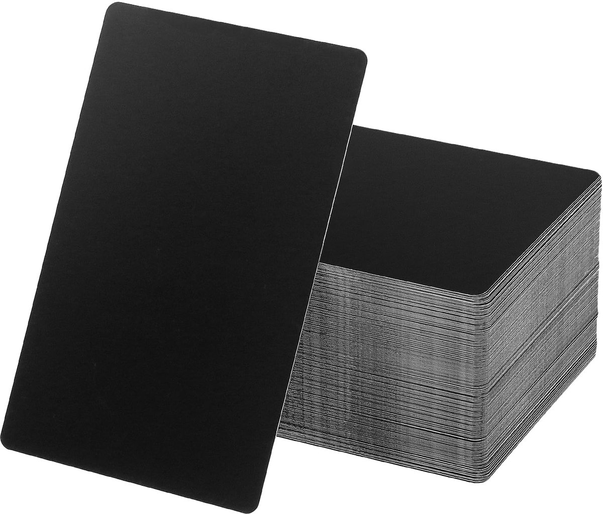200 stuks metalen visitekaartjes, zwart, 86 x 54 x 0,21 mm, blanco, blanco visitekaartjes, lasergegraveerde aluminium kaarten voor VIP-kaarten en kantoorklanten, doe-het-zelf cadeaukaarten