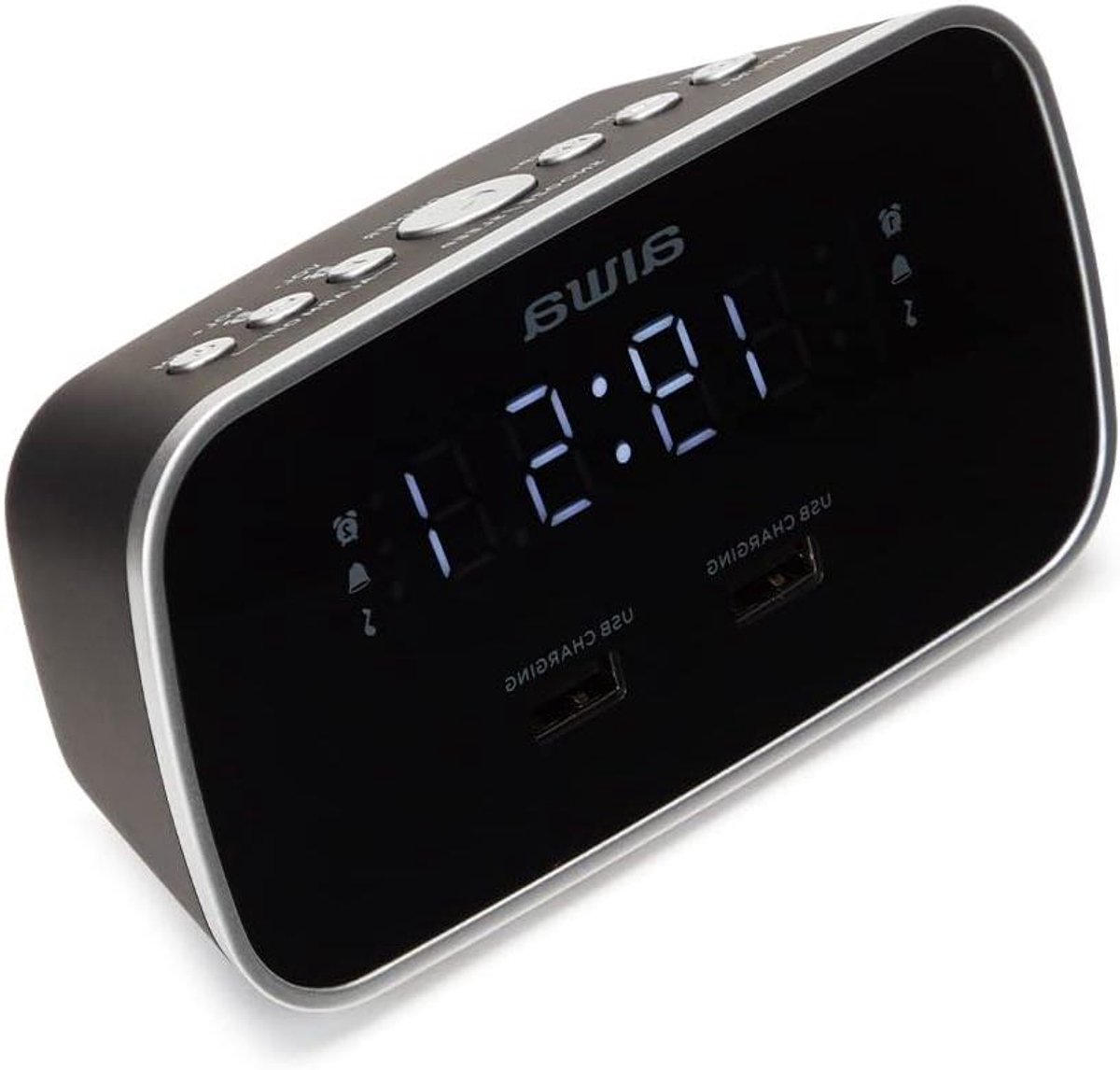 Wekker Radio - Digitale Klok - Opladen Apparaten - Dubbele USB Poort - 0.6 Inch Display - Zwart