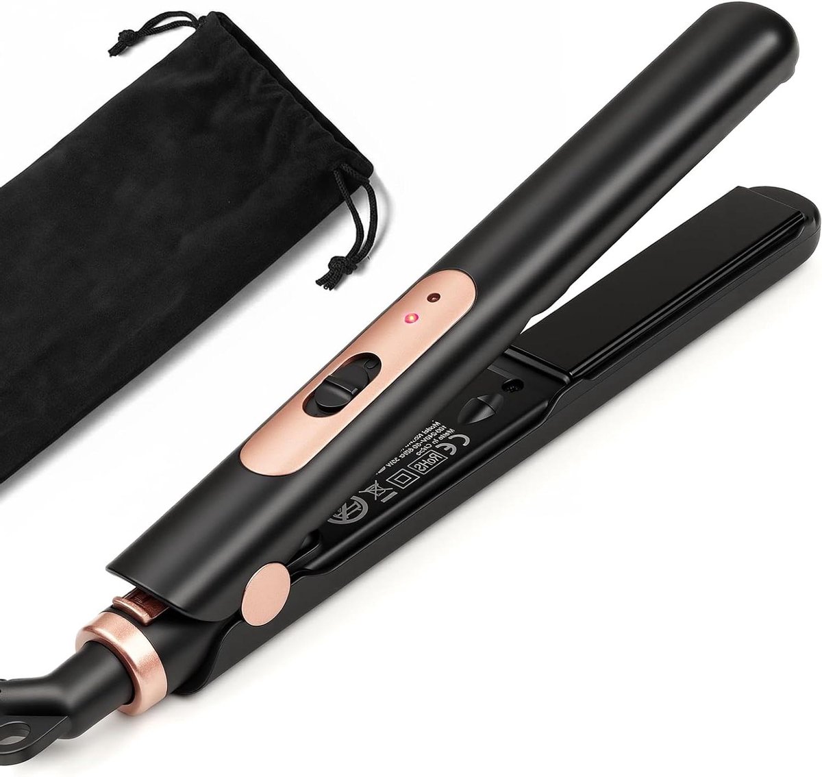 Mini stijltang - Krulspelden stijltang - Kort haar stylen - 2 in 1 functie - 22 cm - Zwart