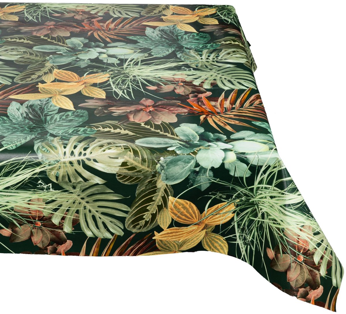 ANRO Tafelkleed Tropische bladeren Bruin Rond Ø120cm Rechte rand Afwasbaar Waterafstotend