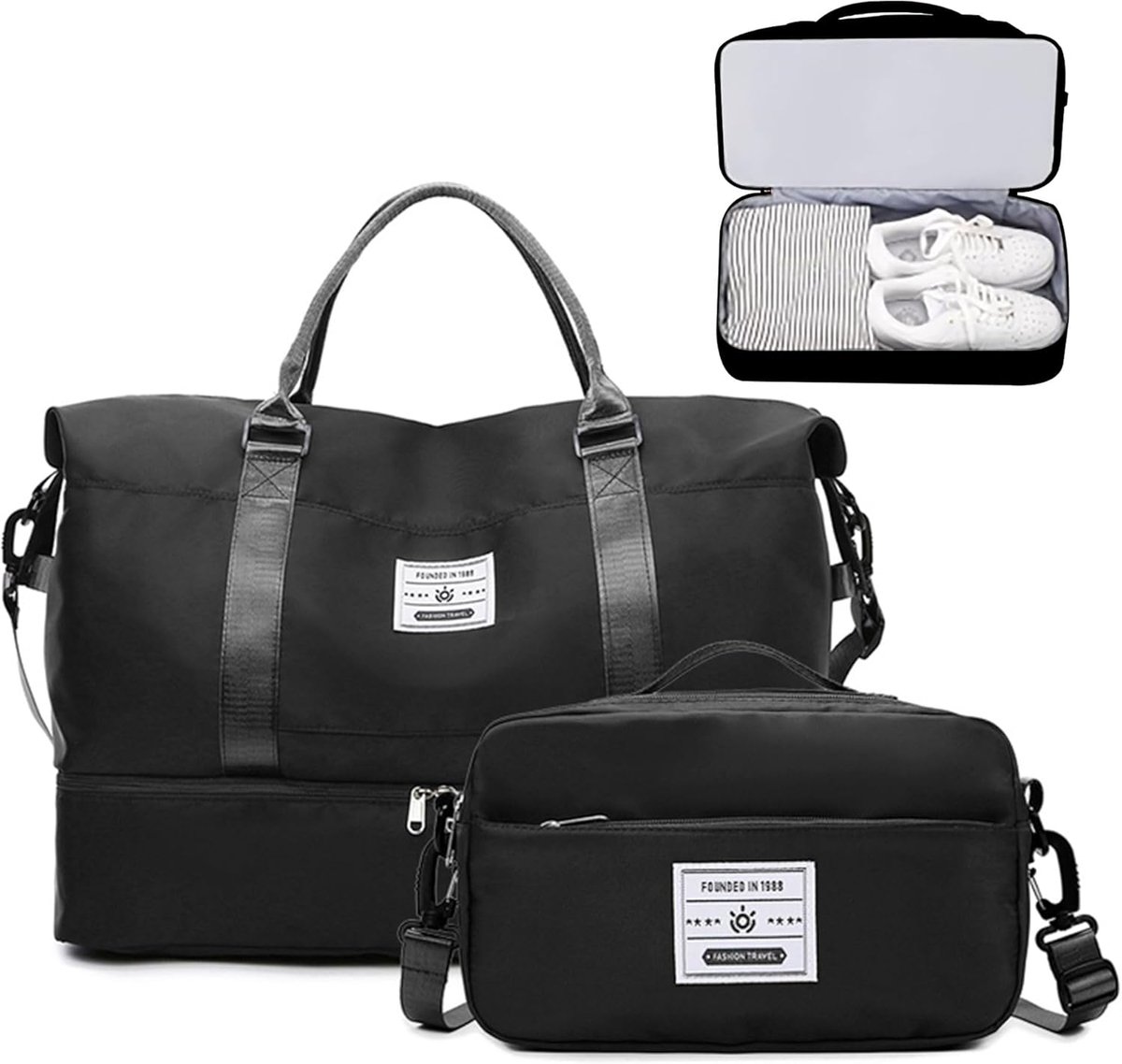 SnelShoppen - Waterdichte Reistas 51x24x35cm - Sporttas met Schoenenvak en Natte Zak - Weekendtas voor Vakantie, Sport en Wandelen - Draagtas voor Man