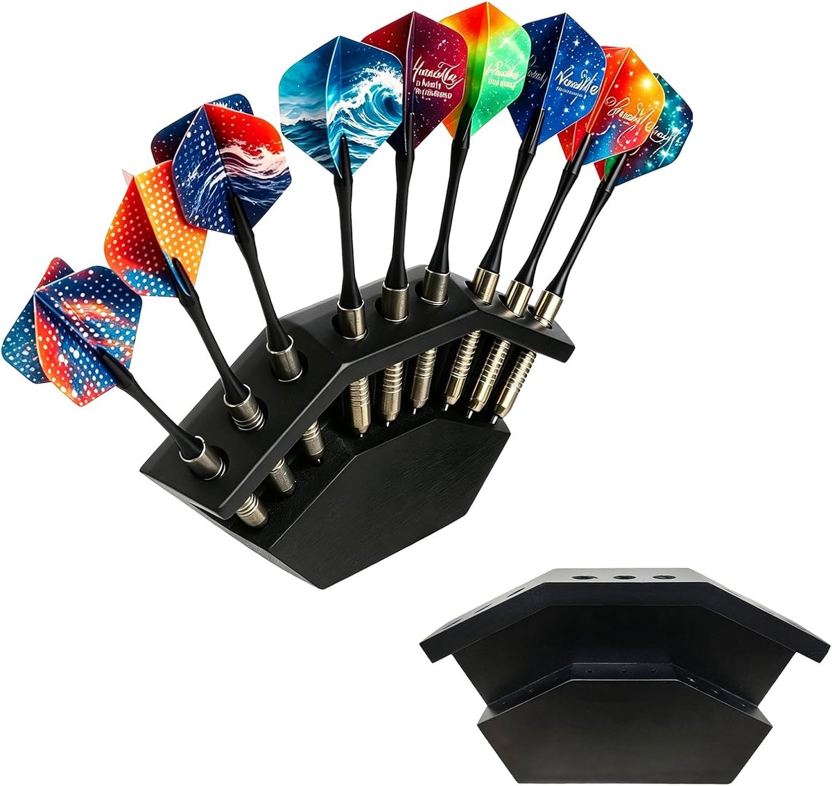 SnelShoppen - 2-in-1 Dart Houder van Hout voor Tafel en Wand, Hoogwaardige Dartpijlhouder, Ruimtebesparend, 9 Darts Capaciteit, Geschikt voor Steel en