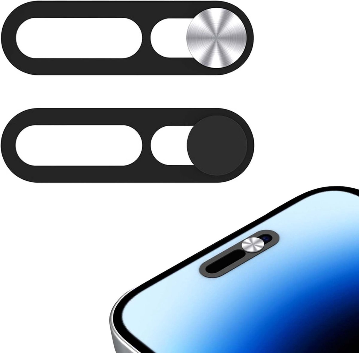 SnelShoppen - 2 Stuks Webcam Afdekking voor iPhone 17/17 Pro/17 Pro Max - Privacy Schuifafdekking - Ultradun 0,7mm Aluminiumlegering - Camera Privacy