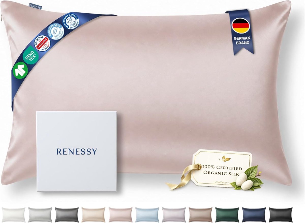 SnelShoppen - Kussenhoes 100% Organische Zijde 50x75 cm - 22 Momme Mulberry Zijde, Klasse 6A, Oeko-Tex gecertificeerd in Duitsland - Luxe voor Haar en