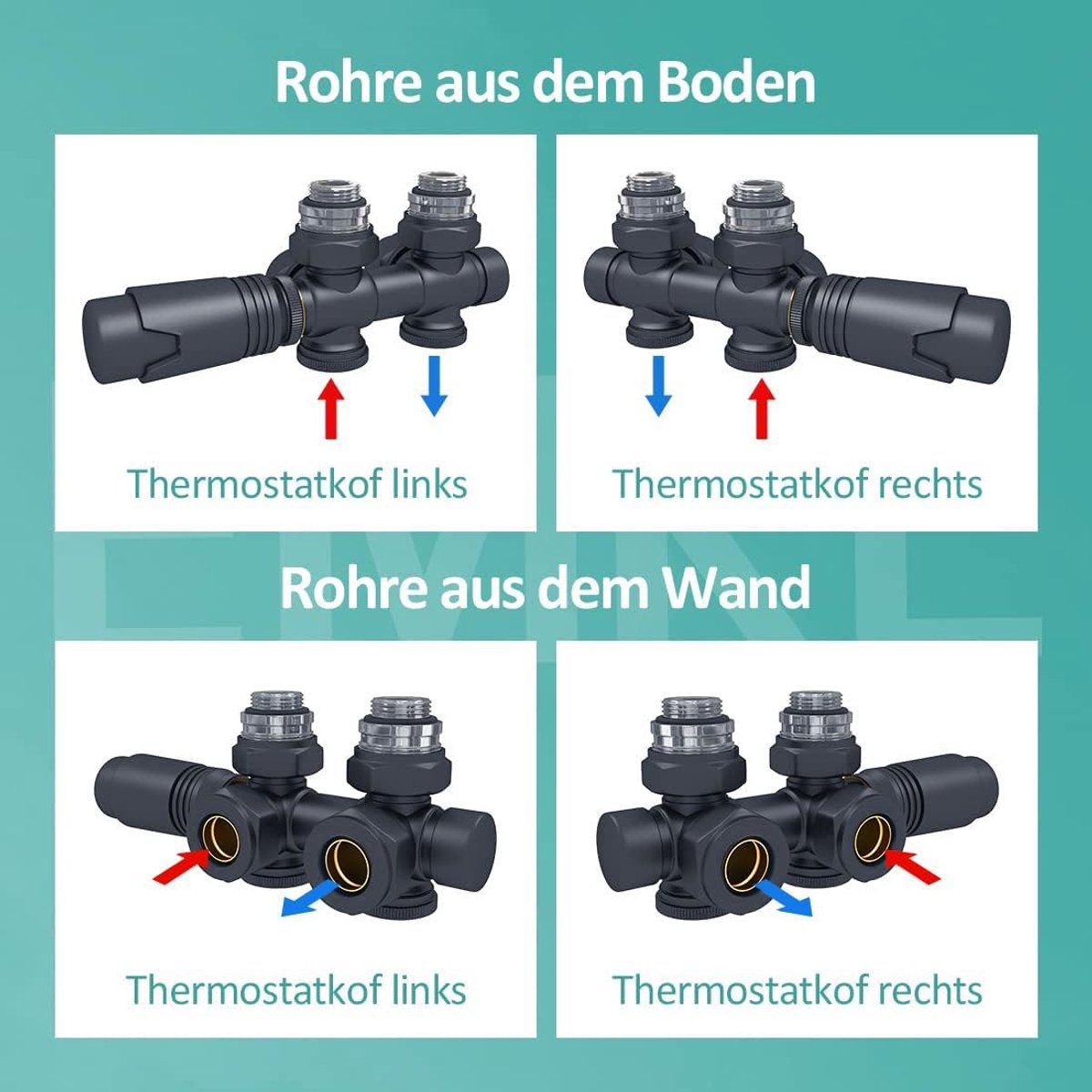 SnelShoppen - Multiblock Radiator Ventiel Fittingen - Universele Verwarmingsaccessoires - Hoek- en Doorvoervorm - Thermostaat Radiatorventiel - 1 Stuk
