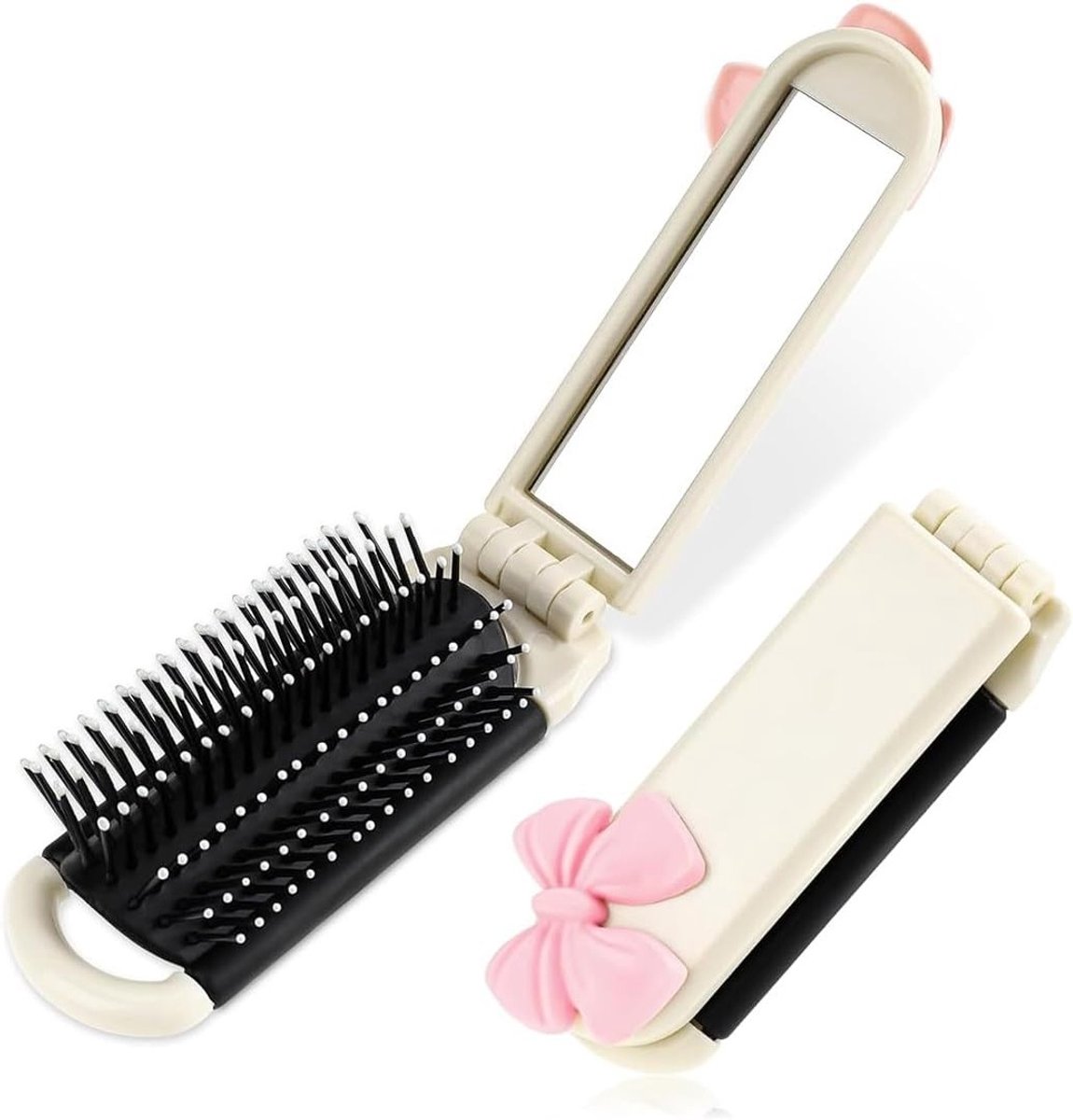 Vouwbare Reisborstel met Spiegel, Compacte Mini Haarborstel voor Gym en Reizen, Massageborstel voor Perfecte Haarstijl