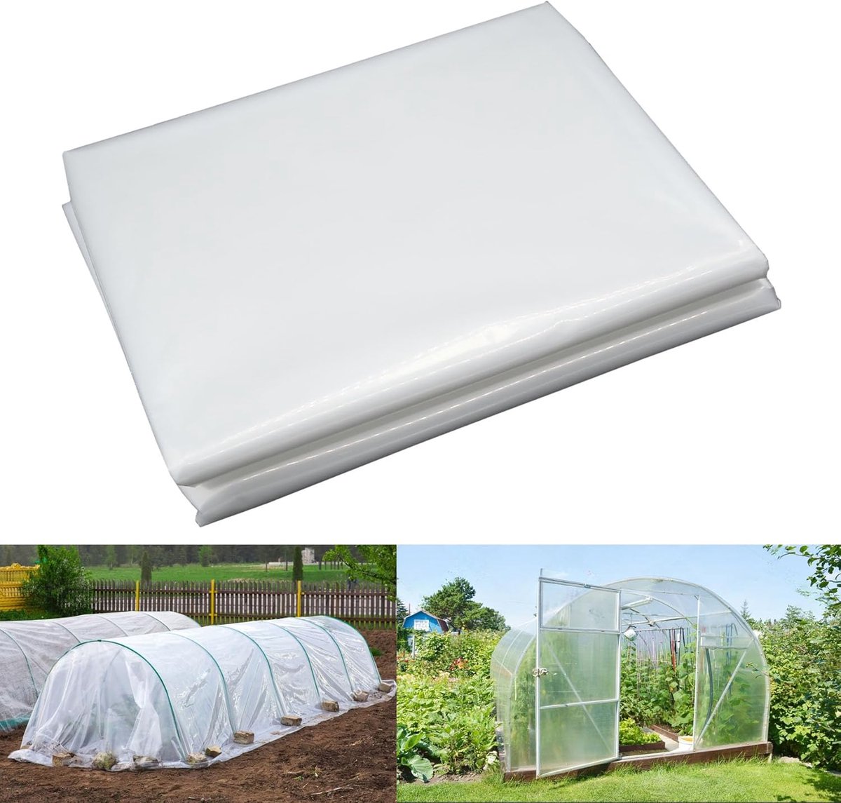 SnelShoppen - 3 m x 6 m Groentekasfolie, Winterbestendig, Polyethyleen, Transparante Tuinfolie voor Tomaten, Bescherming voor Planten, Tuinaccessoires
