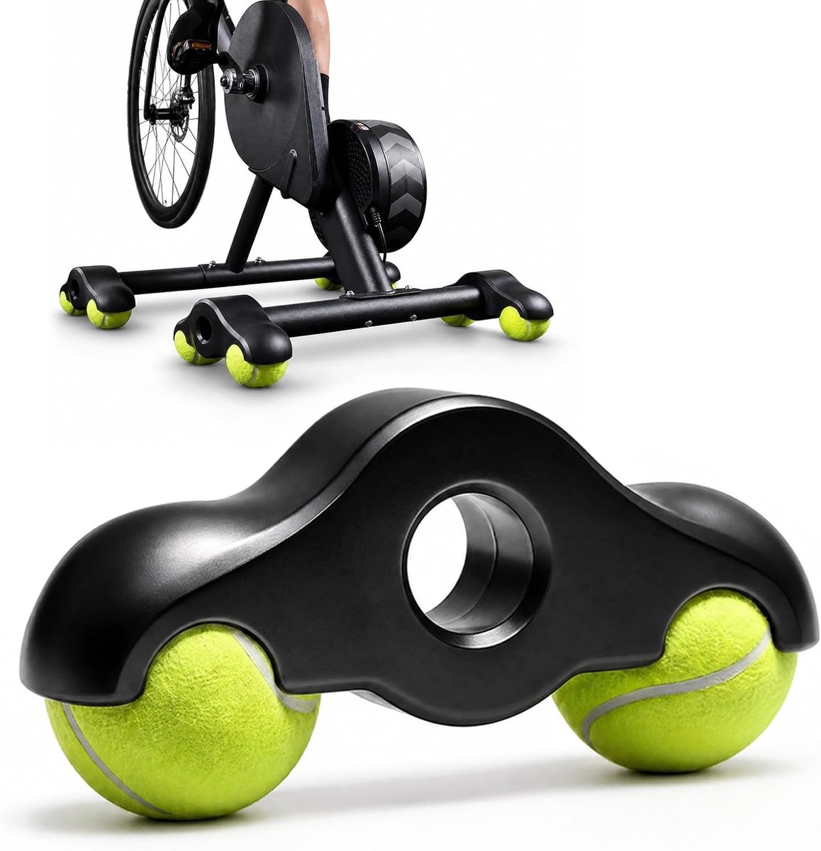 Draaiplaatvoeten en draagbare wipplaten voor fietstraining, schommelplaten met tennisballen en voetadapter voor optimale stabiliteit en comfort