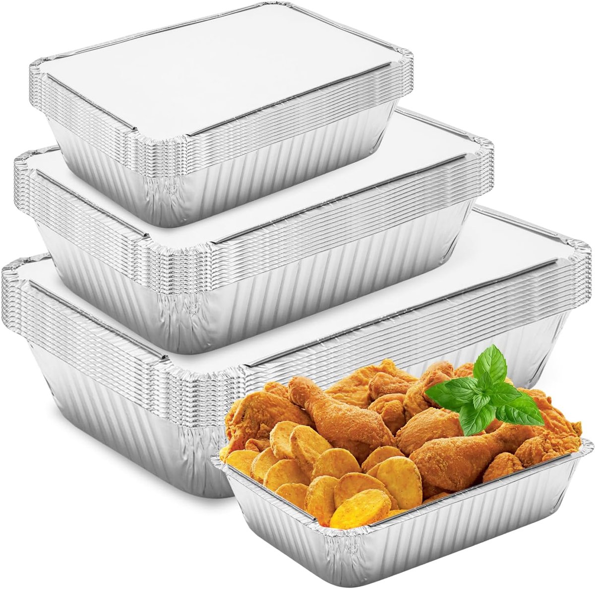 SnelShoppen - 30 Stuks Aluminium Dishes met Lids, Grill Dishes 800/1100/2300 ml, Lekvrije Bakschalen voor Koken, Roosteren en Bakken, Ideaal voor Fees