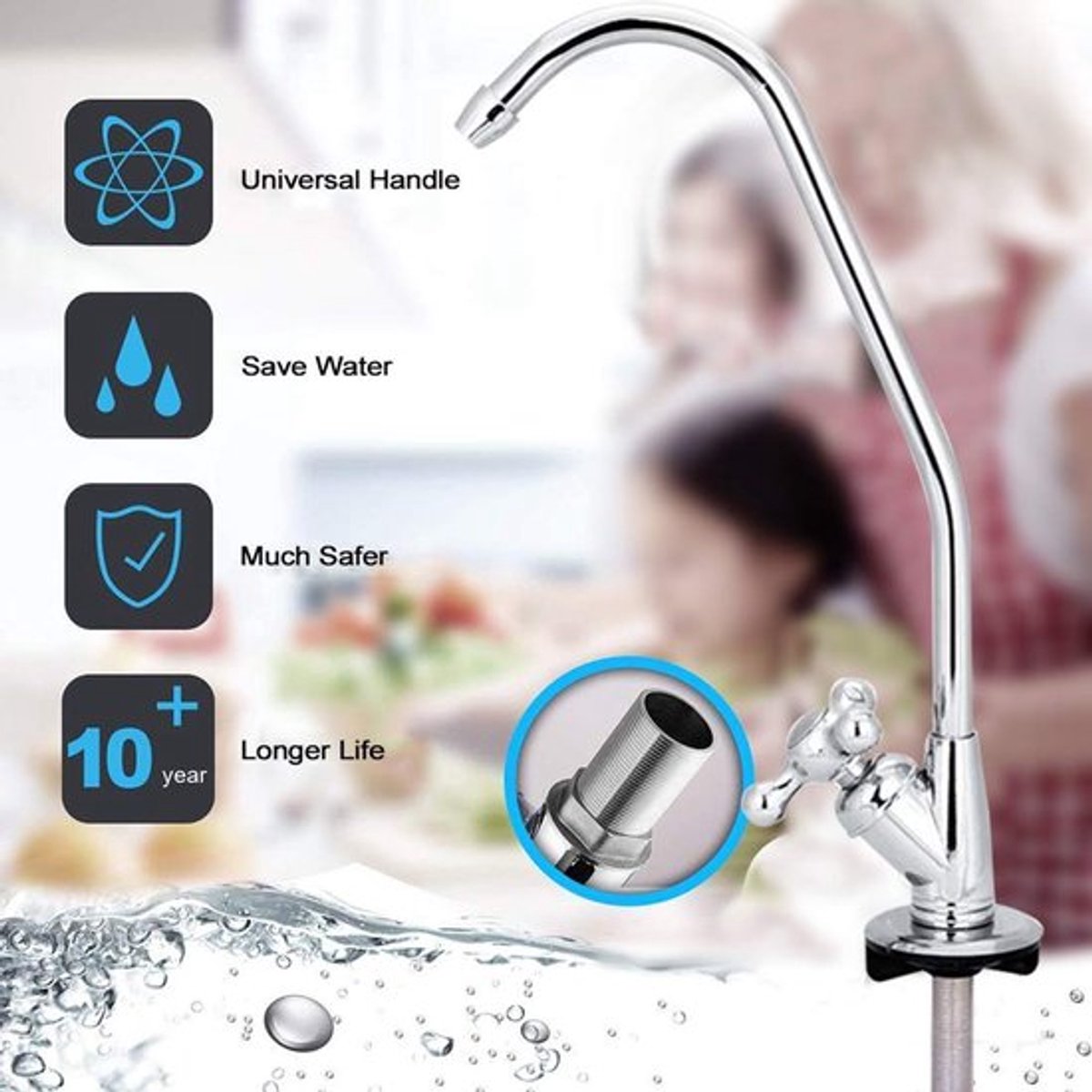 Waterzuiveraar Hoge Kwaliteit - Omgekeerde Osmose - Keukenkraan - Zinklegering - 360° Draa