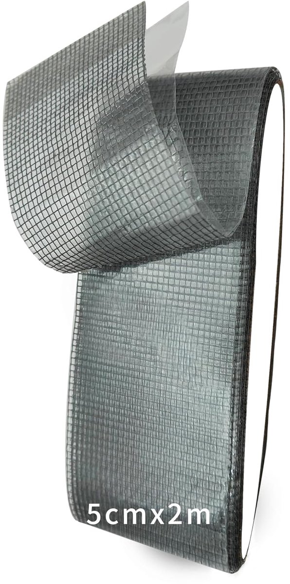 SnelShoppen - Fly Screen Repair Kit - Zelfklevende Vliegengordijn Reparatietape - Sterke Hechting - Waterdicht & Duurzaam - 5 cm x 2 m (Grijs) - Ideaa