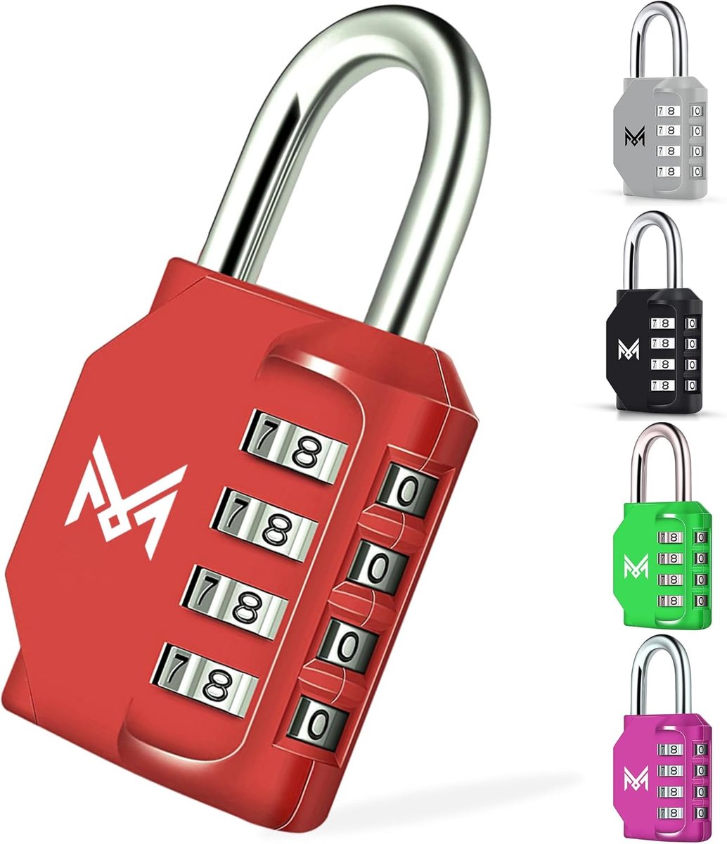 SnelShoppen - 4 Digit Combinatielock, Veiligheidsloten voor Koffers, Gym, Lades - Roestvrij Staal, Zwart, 1 Stuk - Ideaal voor Reizen en Sport