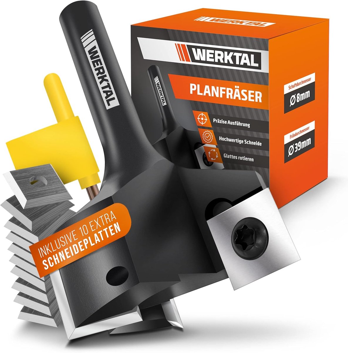 SnelShoppen - Planer Cutter 8mm Schacht - Precisie Frees met 10 Verwisselbare Snijkoppen - Professionele Frees voor Router & CNC - Start & Schacht Cut