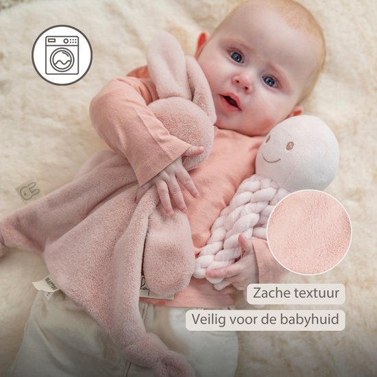 Nattou Lapidou Baby Knuffeldoekje - 37 x 35 cm - Doudou Konijn - Poederroze van Nattou — afbeelding 2