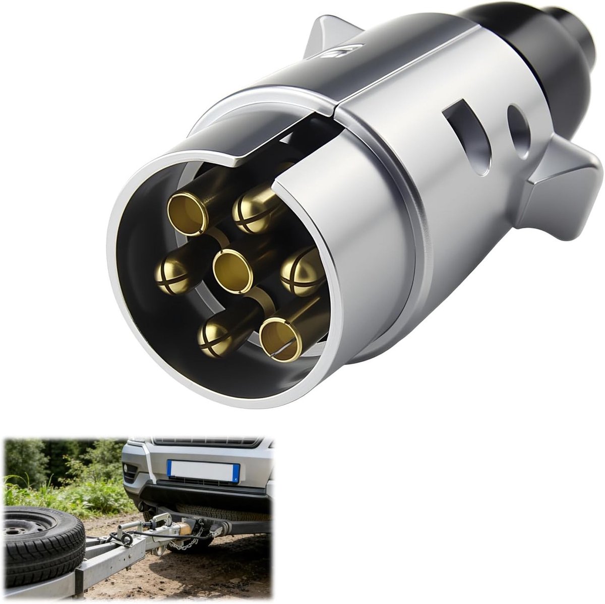 Trailer stekker 7-polig - aluminium - waterdicht - ideaal voor caravan en aanhanger - ShopVlot