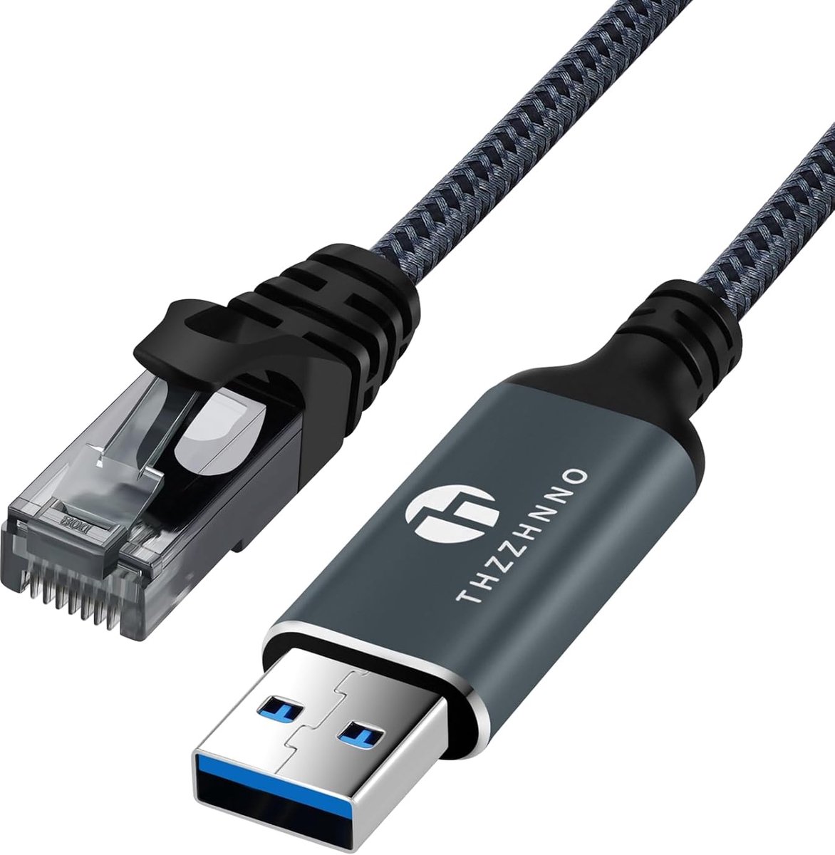 SnelShoppen - USB naar Ethernet Adapter 5M, USB 3.0 A naar RJ45 Mannelijk, Gigabit LAN Netwerk Kabel, Compatibel met Laptop, PC, MacBook, Switch, Wind