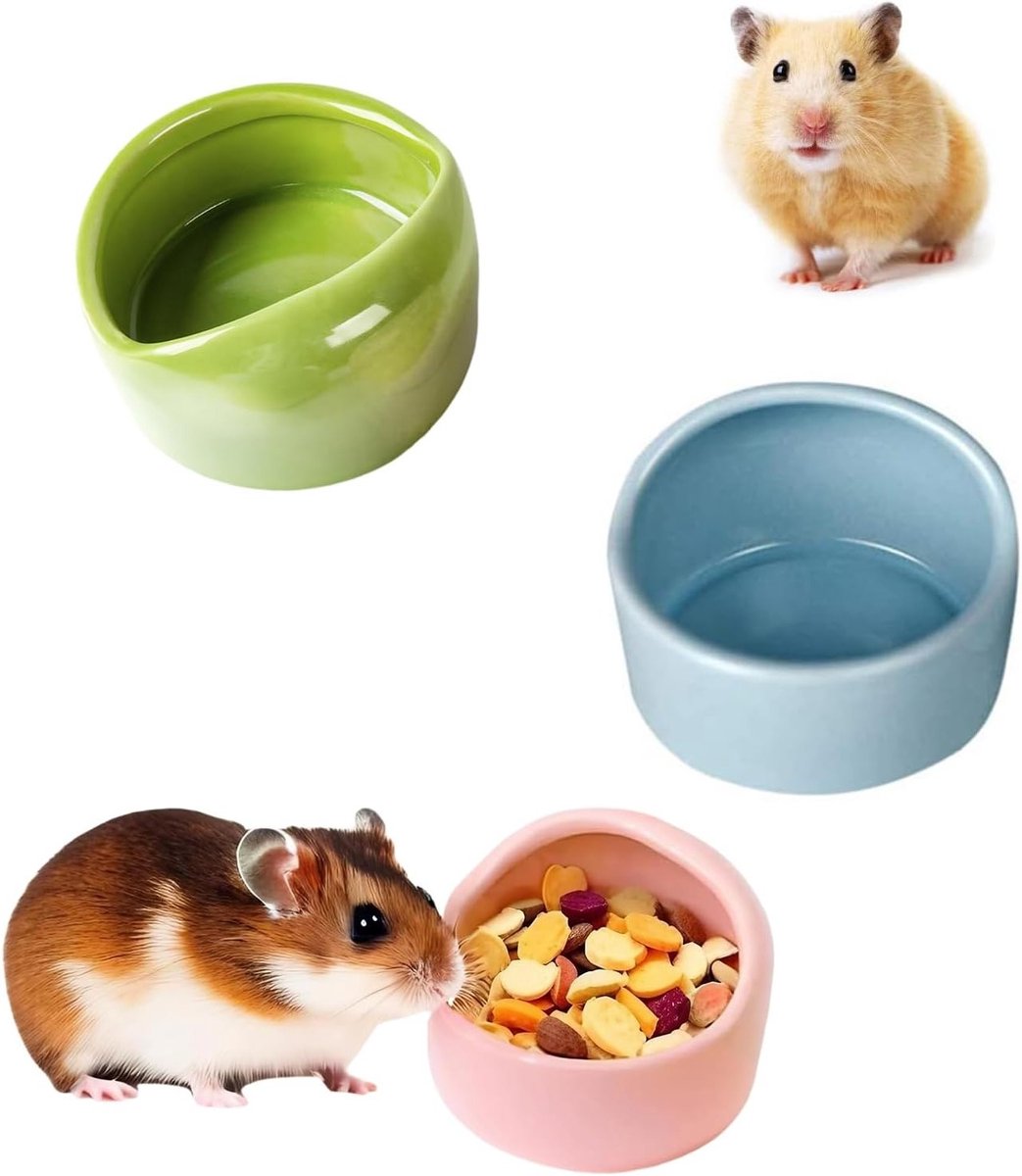 Set van 3 Keramische Voerbakken voor Hamsters en Kleine Dieren - Antibijt, Duurzaam en Veilig voor Cavia's en Kleine Huisdieren