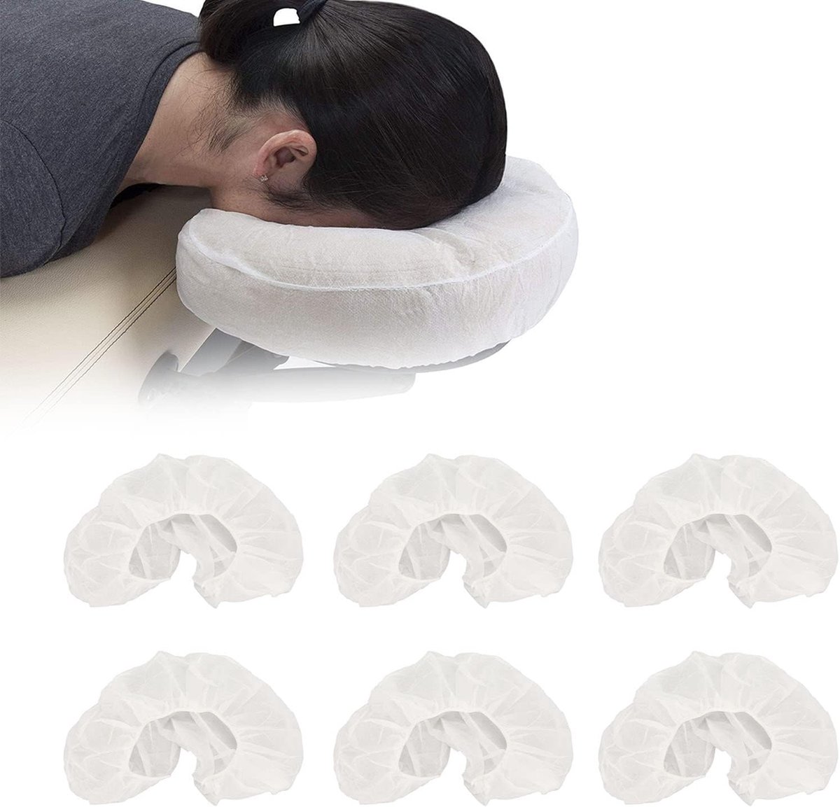 SnelShoppen - 50 Stuks Wegwerp Hoofdkussenhoezen voor U-vormige Massage Taak - Hygiënische Bescherming - Ideaal voor Schoonheidssalons en SPA's