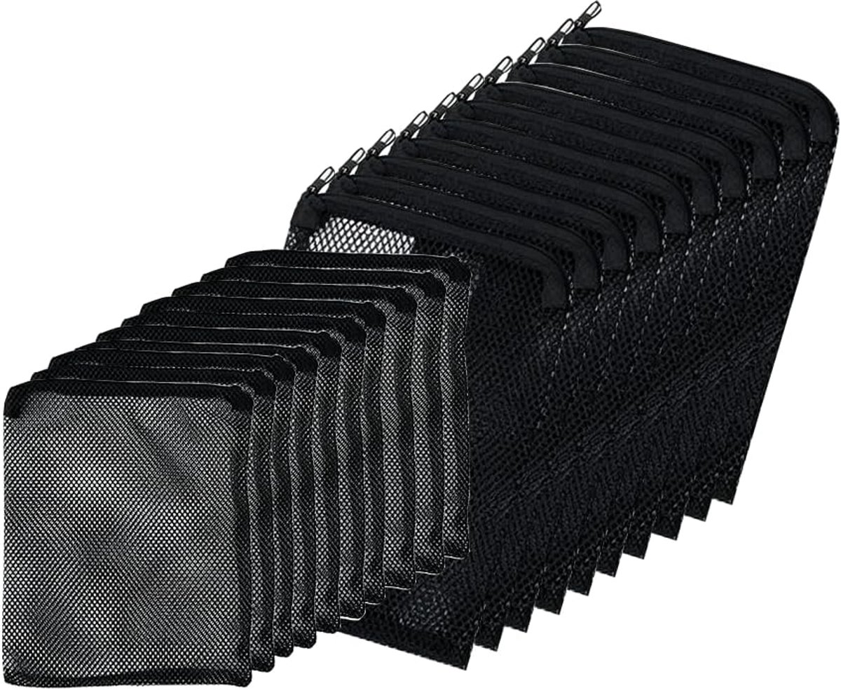 SnelShoppen - 20 Filterzakken Aquariumset, 10x10x10 cm & 10x10x15 cm Herbruikbare Netfilterzakken met Ritssluiting voor Actieve Kool en Biologische Ba