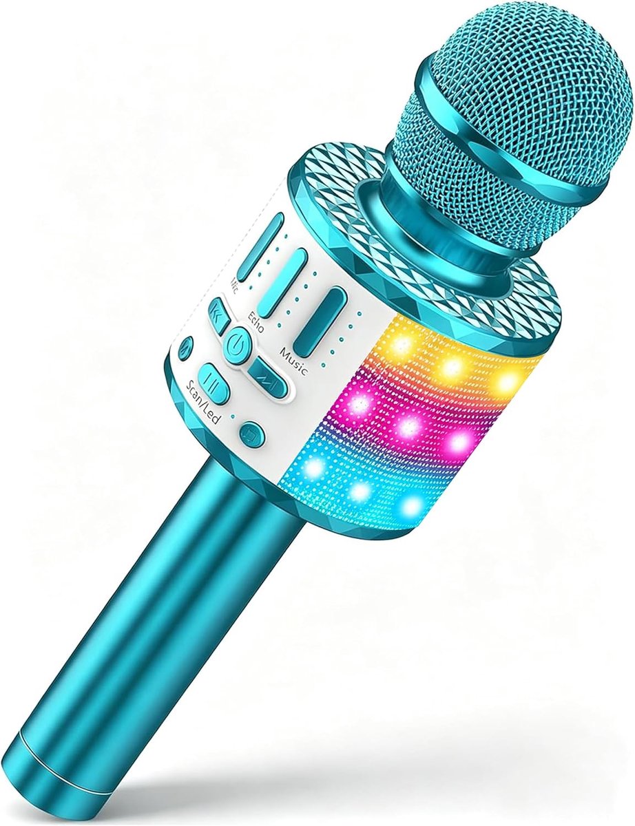 SnelShoppen - Karaoke Microfoon voor Kinderen - Bluetooth Microfoon met LED Verlichting - Perfecte Verjaardagscadeau voor Meisjes en Jongens van 3 tot