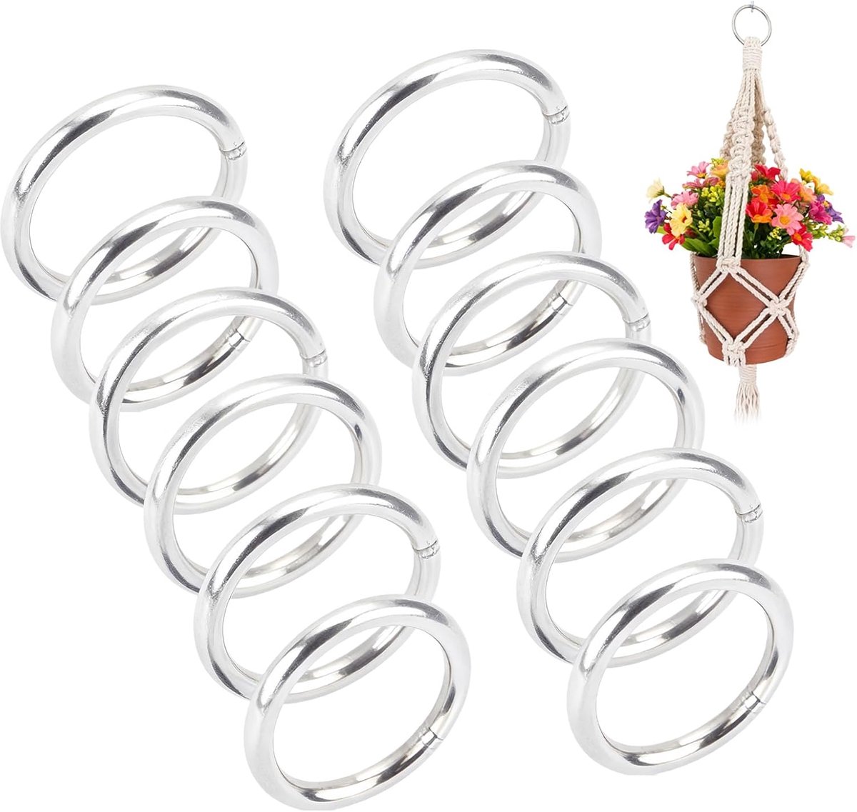 SnelShoppen - 12 Stuks RVS O-Ringen 304 - 30 mm Buitendiameter | 3 mm Dikte | Gelaste Metalen Ringen voor Camping, Hondenriem & DIY Projecten