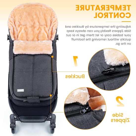 Voetenzak Kinderwagen - Baby deken - Warmte Buiten - Afneembaar En Wasbaar - 98 x 34 cm - Donker Grijs — afbeelding 2