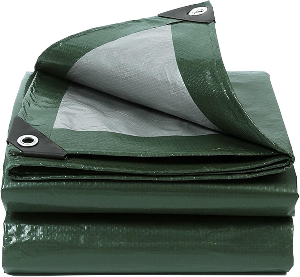 SnelShoppen - Tarpaulin 2x3m Waterproof Zeil Militair Groen/Zilver, UV-bestendig, Scheurbestendig, Multifunctioneel, Ideaal voor Tuinmeubelen, Hout, A