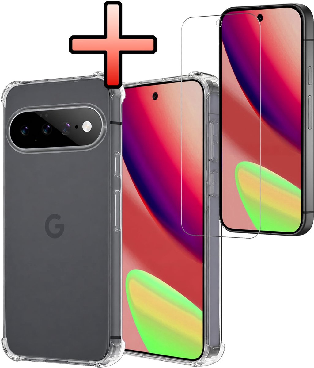 Hoesje - Met Screenprotector - Geschikt voor Google Pixel 11 - Sterk & Shockproof - Siliconen Case - Back Cover - Telefoon Hoes - Shock Proof - Transparant
