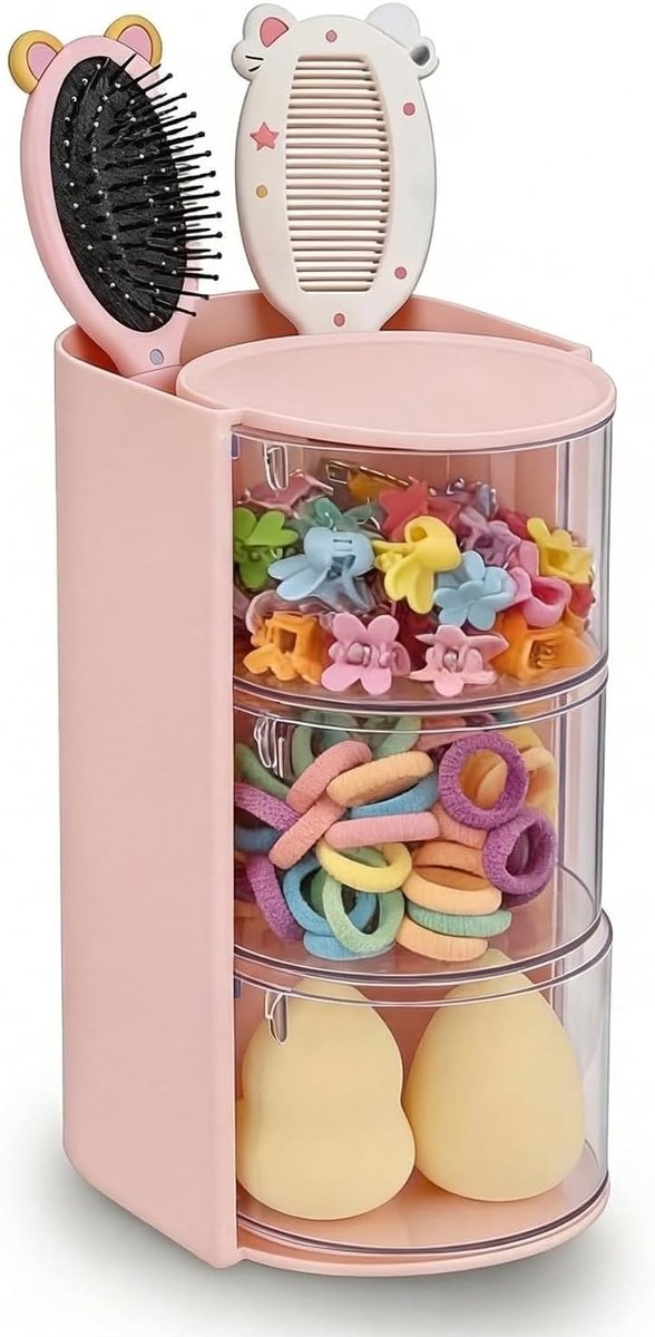 Thijox - Make Up Organizer, Skincare Organizer met Elastiekjes Opbergruimte, Draaibare Cosmetics Organizer voor Sieraden, Make Up en Haaraccessoires (