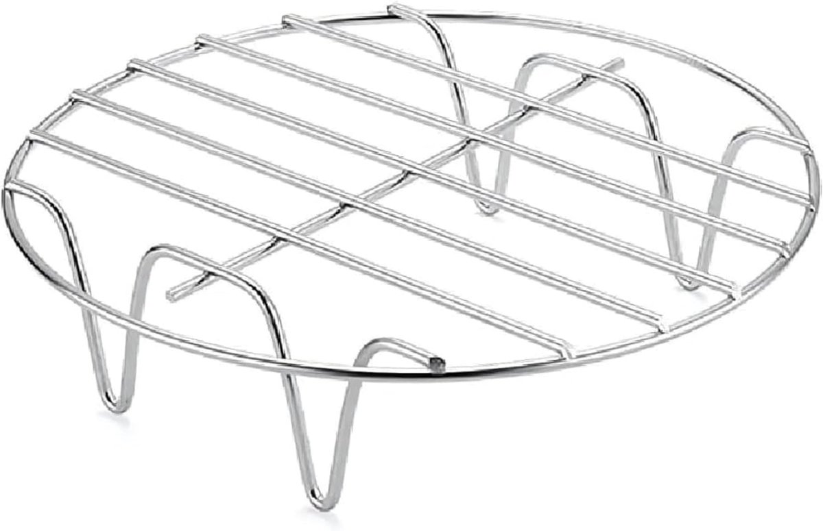 SnelShoppen - Ronde Grill voor Airfryer - 17,5 cm - Stalen Accessoires voor Oven, Stoompan, Grill - Optimale Luchtcirculatie voor Evenredig Koken