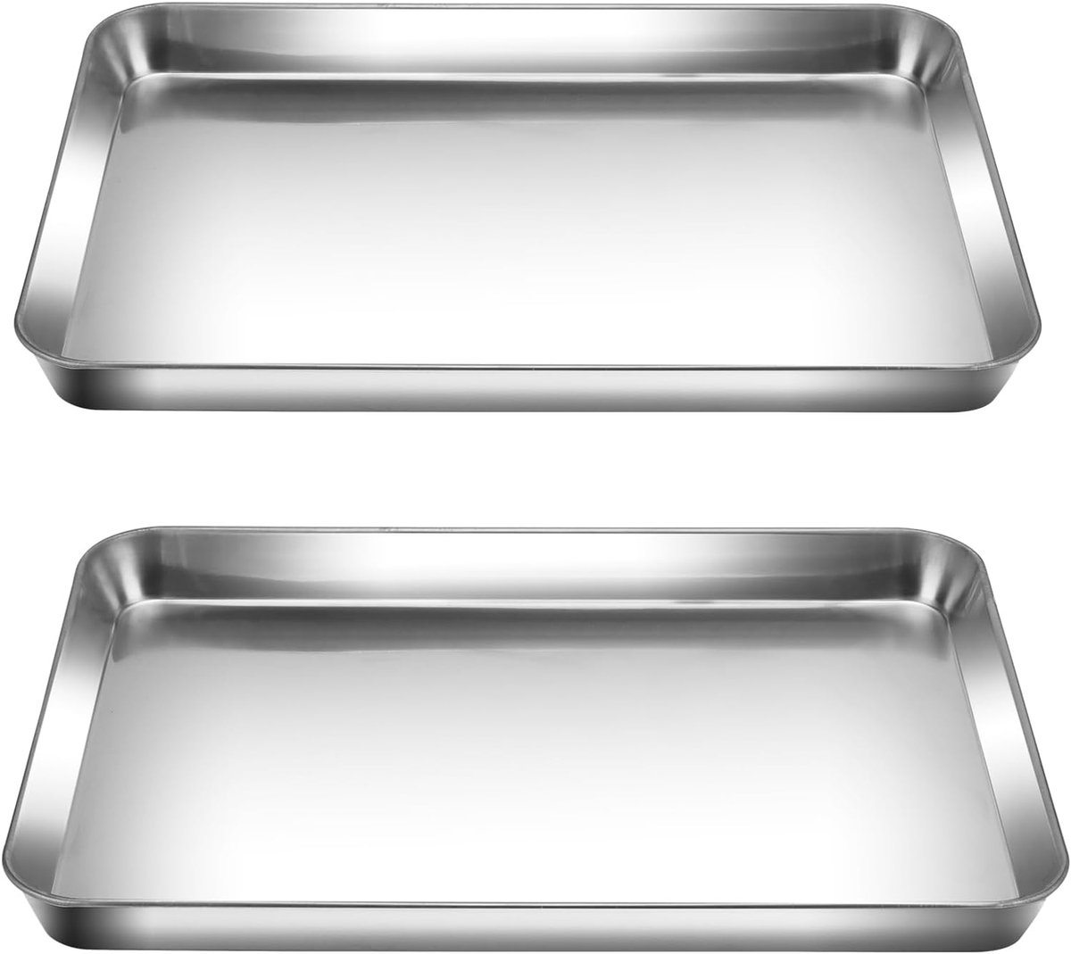 SnelShoppen - Set van 2 Bakplaten, RVS, Rectangulaire Bakvormen, Anti-aanbaklaag, Oven Mould voor Bakken, Roosteren, Serveren, 40x30 cm