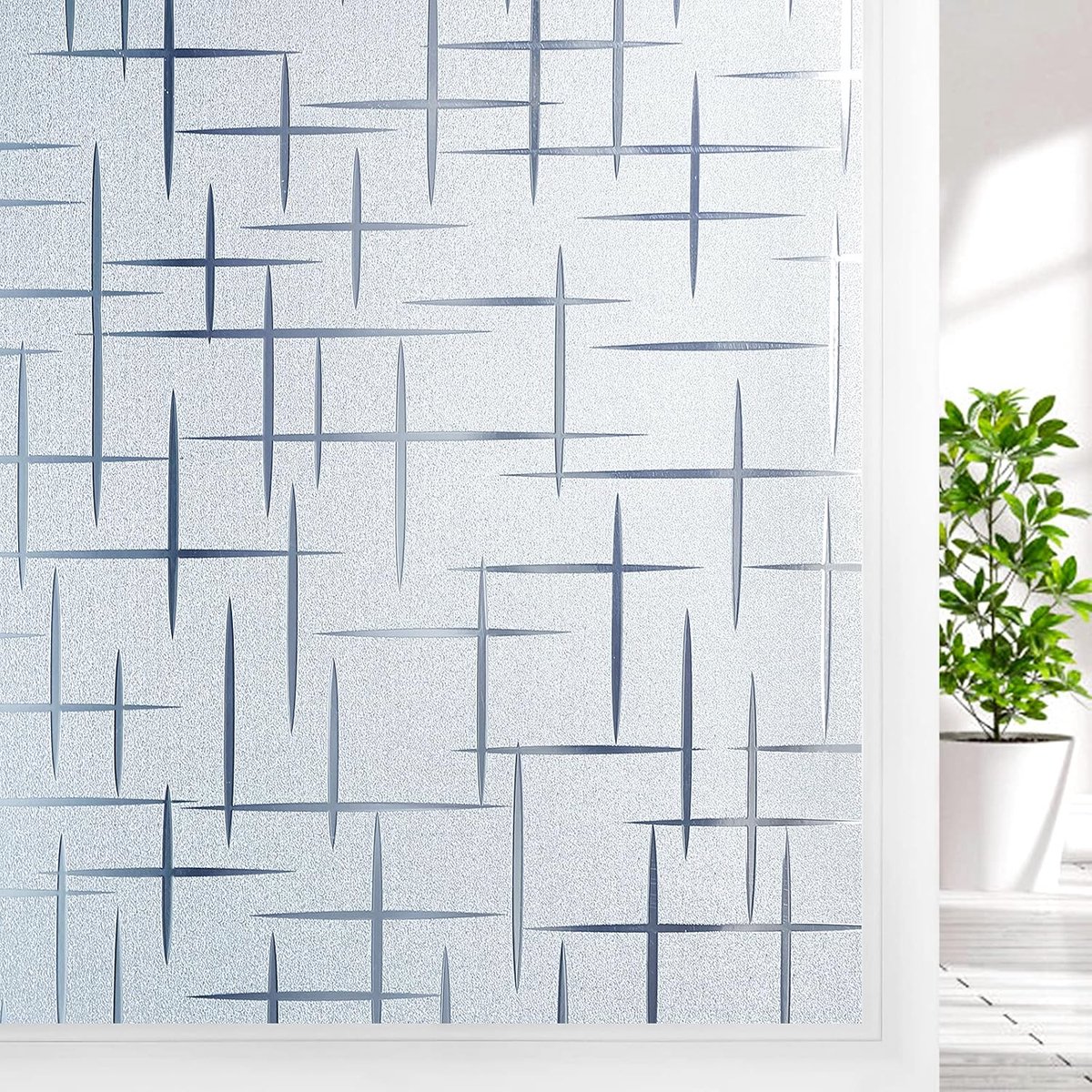 SnelShoppen - Privacy Window Film 60x200cm - Zelfklevend Opaque Melkglas met Sterrenpatroon voor Badkamer, Douche, Glazen Deuren en Ramen