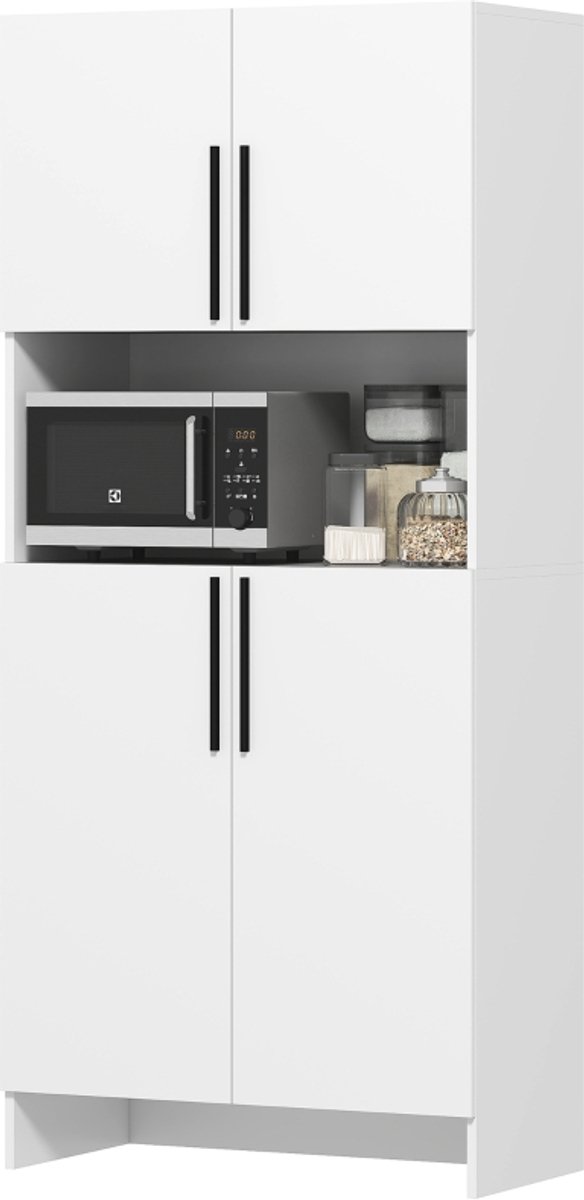 Clruro Keukenkast - 79 × 40 × 175 cm - met Kantelbeveiliging - Spaanplaat - Wit