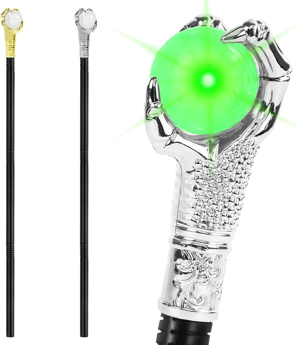 2 stuks lichtgevende wandelstokken voor Halloween, toverstaf en scepter voor cosplay, heks en vampierkostuum, accessoires voor carnaval en feesten