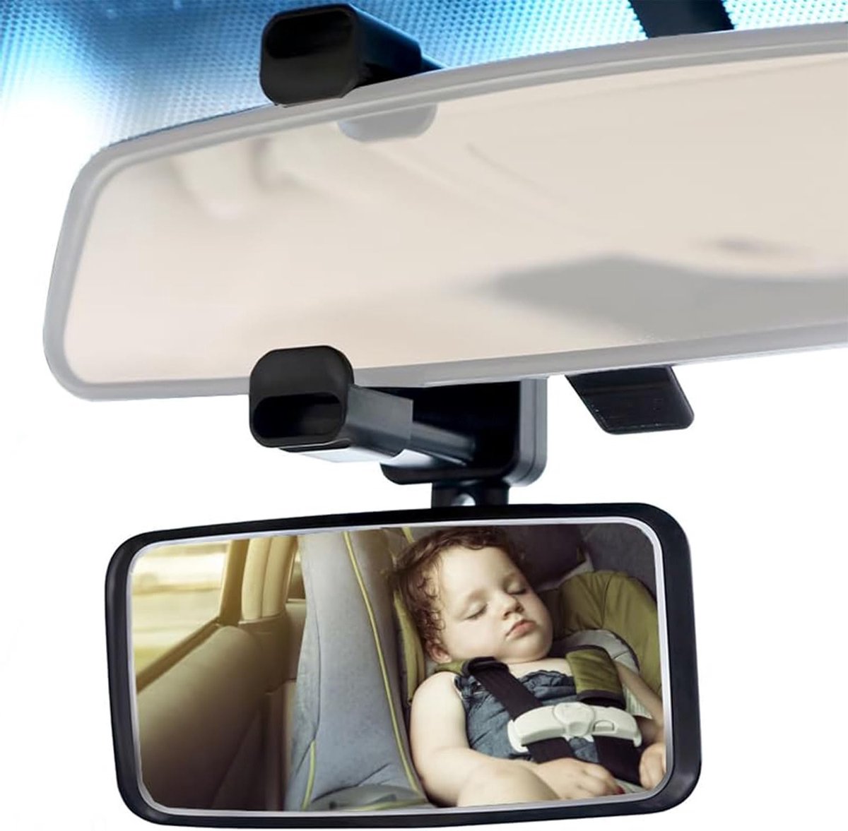 Veiligheid Spiegel voor Achterbank Baby, Schokbestendige Autospiegel met Haak, 360° Draaibare Achterbank Spiegel voor Zuigelingen en Kinderen