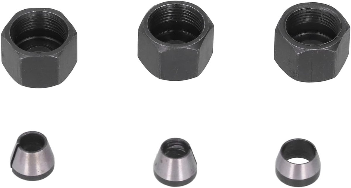 SnelShoppen - Router Collet Adapter Set Carbon Steel 6 mm 6.35 mm 8 mm - 6 Delige Set voor Houtbewerking, Trimmer en Freesmachine