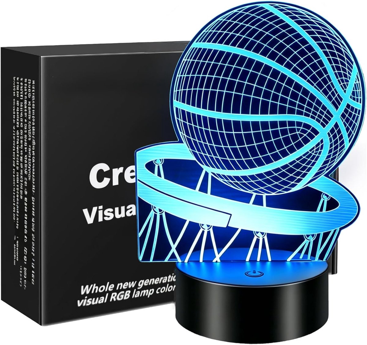 SnelShoppen - Kinderen Basketbal 3D Nachtlampje, 7 Kleuren Bedlampje, Acryl Nachtlamp voor Jongens en Meisjes, Perfect voor Kinderkamer, Basketbal The