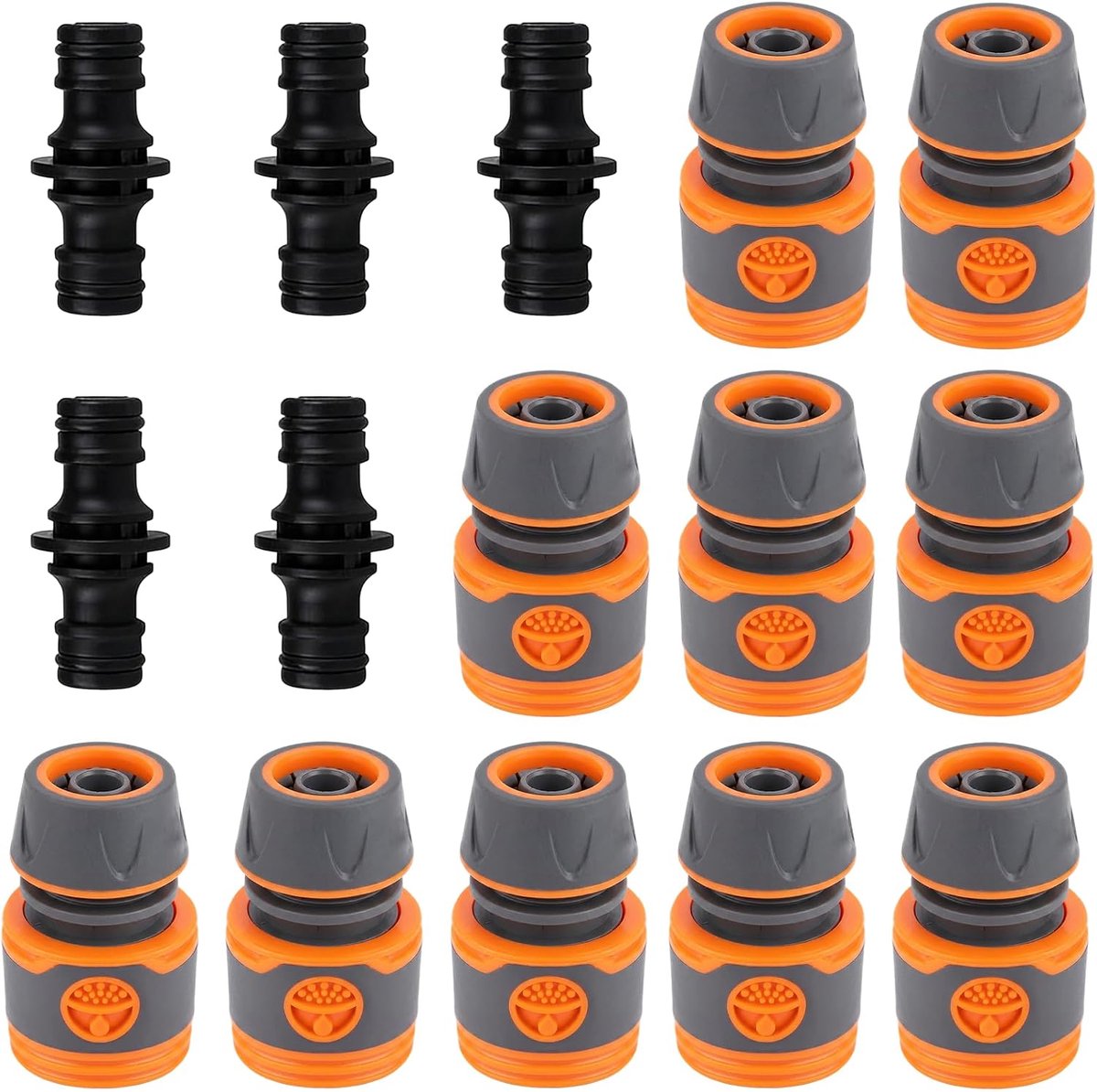 SnelShoppen - Slangkoppelingsset 15-delig - 1/2 inch dubbele stekker snelkoppeling voor tuinslangen, eenvoudig te installeren, ideaal voor tuin en hui