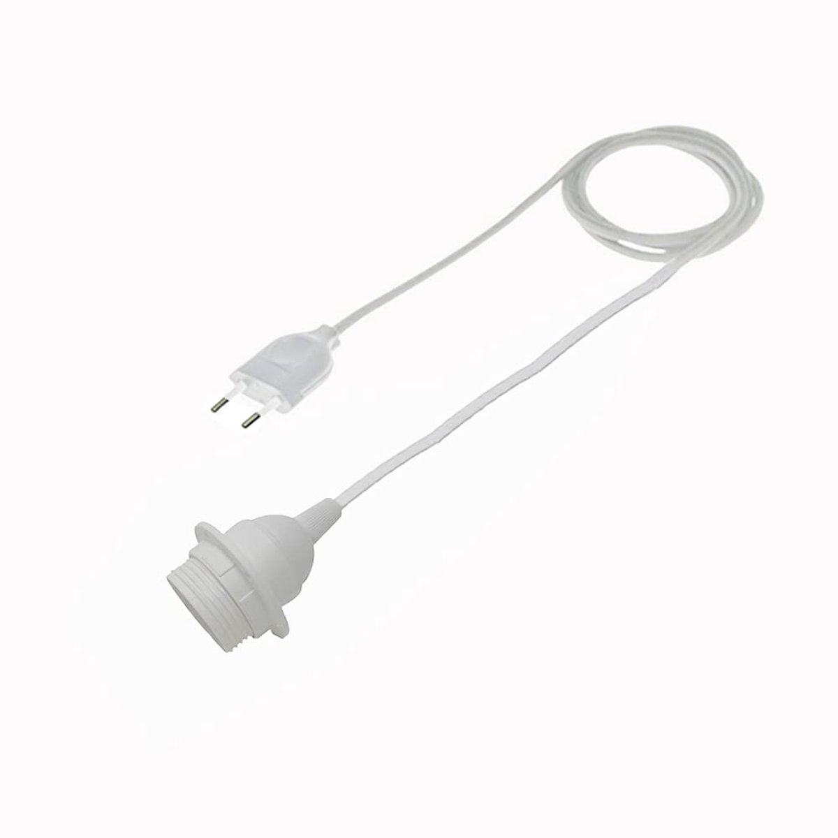 SnelShoppen - Electric Lamp Cord 3m | E27 Fitting met Washplate | Europese Stekker Wit | Flexibele Sterke Lamp Houder | Perfect voor Thuis, Kantoor, I