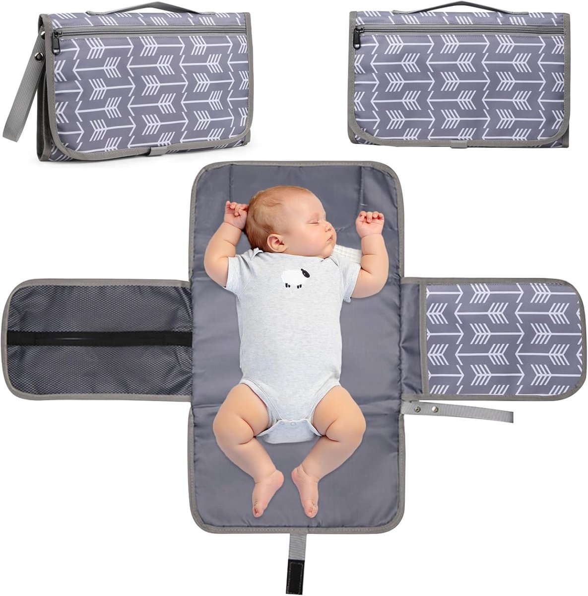 SnelShoppen - Babyverzorgingsmat, Vouwbare en Lichtgewicht Verschoonmat met Kussen, Reisverschoonpad met Tissuehouder, Ideaal voor Binnen en Buiten, C