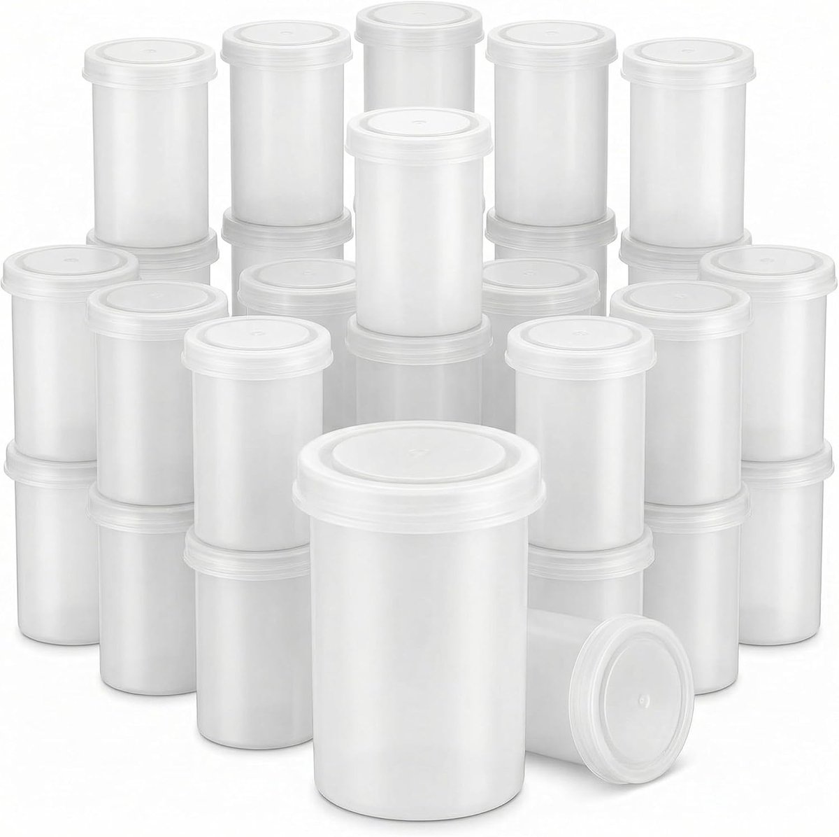 SnelShoppen - Pack van 25 Film Containers Plastic Canisters met Deksels - Zwart - Herbruikbare en Duurzame Filmbushings voor Wetenschappelijke Activit