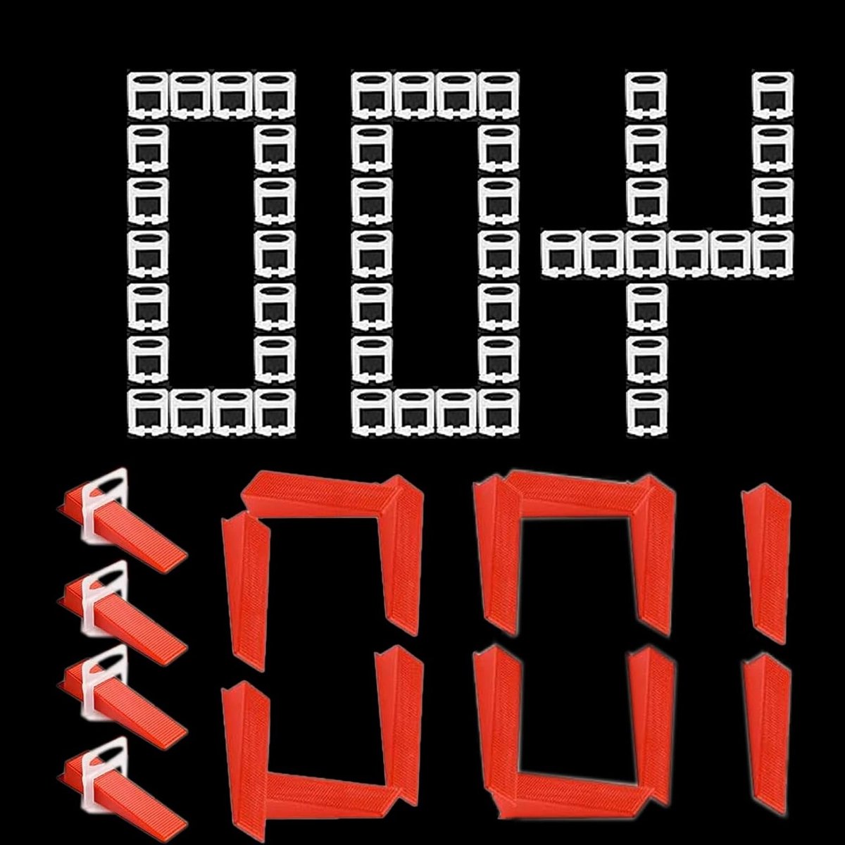 Tegel nivellering systeem set van 500 stuks, 400 trek lussen, 100 tegel wiggen, voegbreedte 1 mm, handige tegel gereedschap voor vloeren en muren