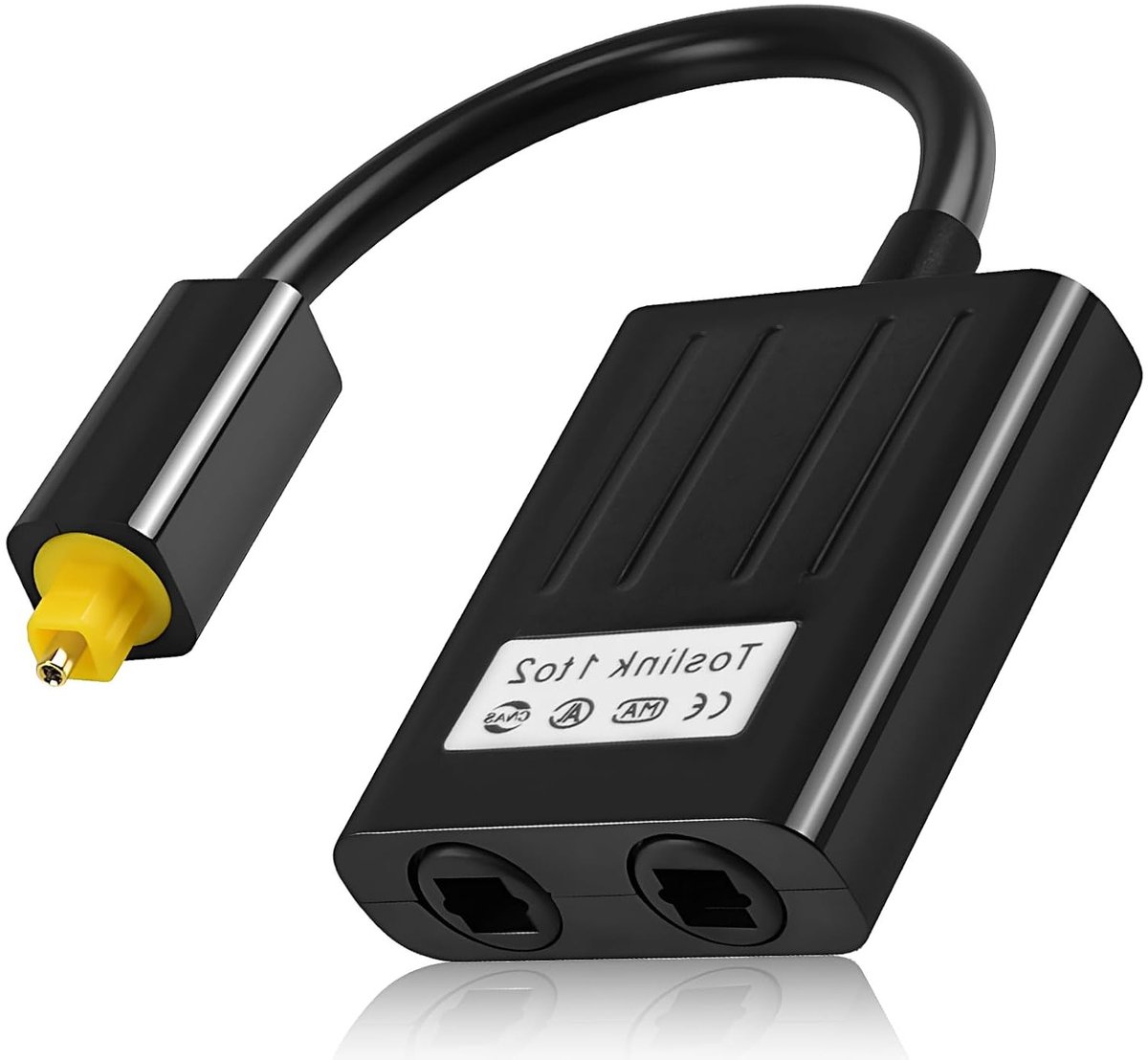 Fiber Optic Kabel Splitter voor Audio, 1 naar 2 Uitgangen, 0.25 m, Toslink Adapter voor TV, DVD en Geluidsinstallaties