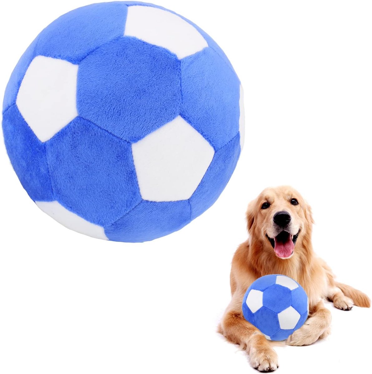 SnelShoppen – Interactief Honden Speelgoed Voetbal, Pluche Knisperbal, Hond Puzzel Speelgoed voor Middelgrote en Grote Honden, 18cm/7.1in