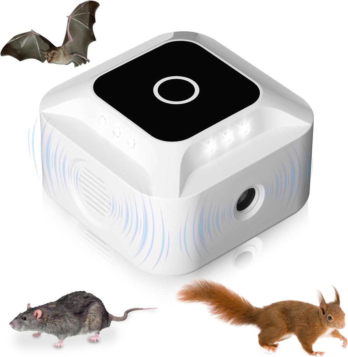 SnelShoppen - Mouse Repeller Ultrasonic 360° - Muizenbestrijding, Dierenafschrikker, Geluidsbeschermer, Effectieve Ongediertebestrijding, Voor Binnen