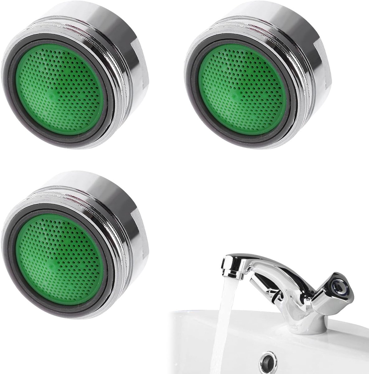 SnelShoppen - Comioke Jet Regulator voor Kraan, M24, Kraanfilter, Waterbesparende Tapfilter, Aerator voor Keuken en Badkamer, 3 Stuks, Koper