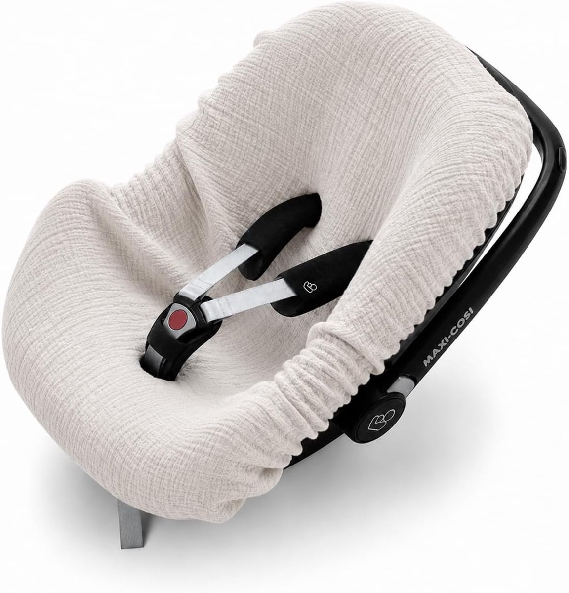 SnelShoppen - Universele Zomerhoes voor Babyzitje, 100% Mousseline Katoen, Ademend en Zweetabsorberend, Beige Beschermhoes voor Draagzak met 3-Punts G